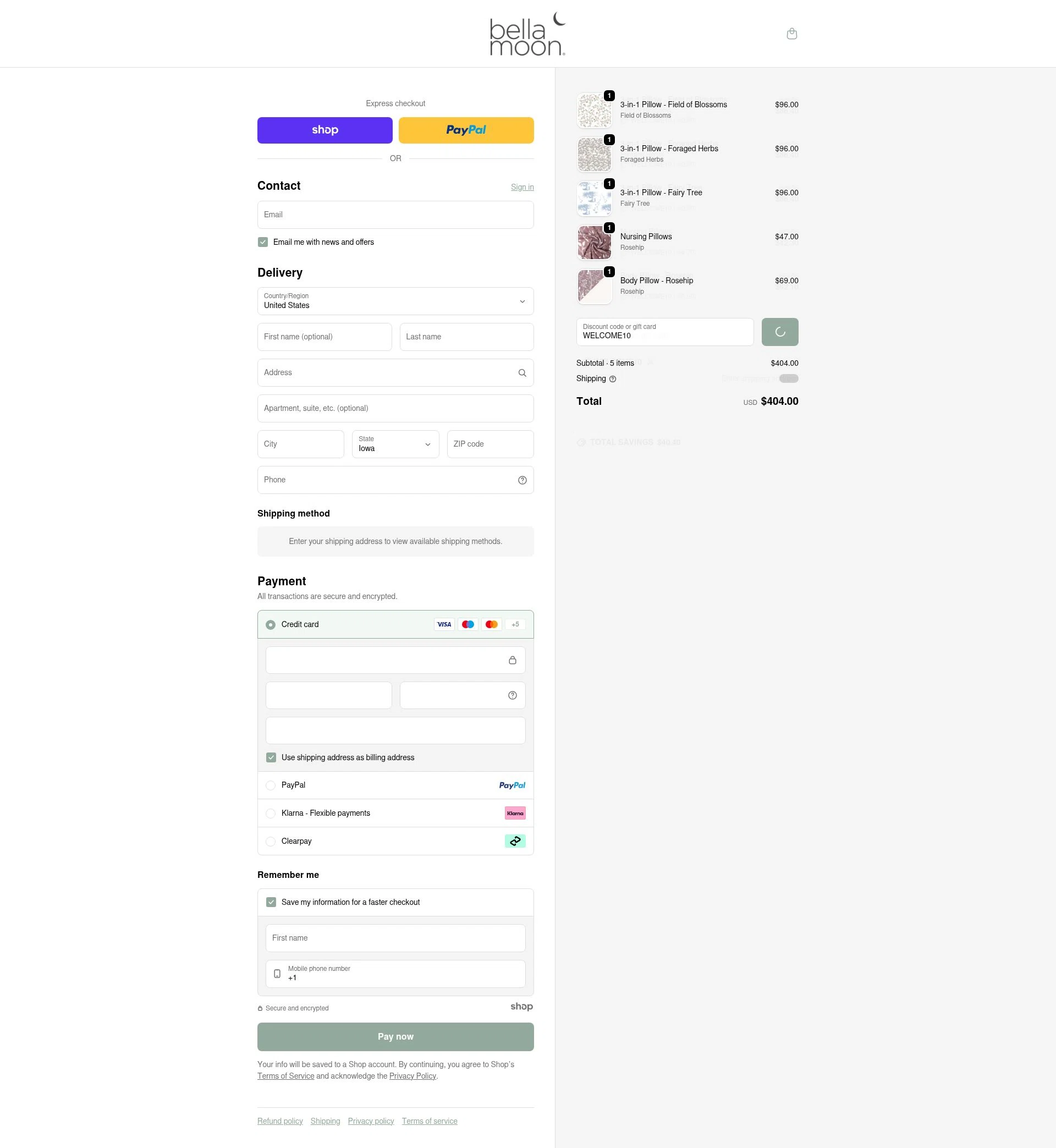Bellamoon checkout page showing Bellamoon discount code box | Screenshot taken by SimplyCodes community member on Jan 8, 2026