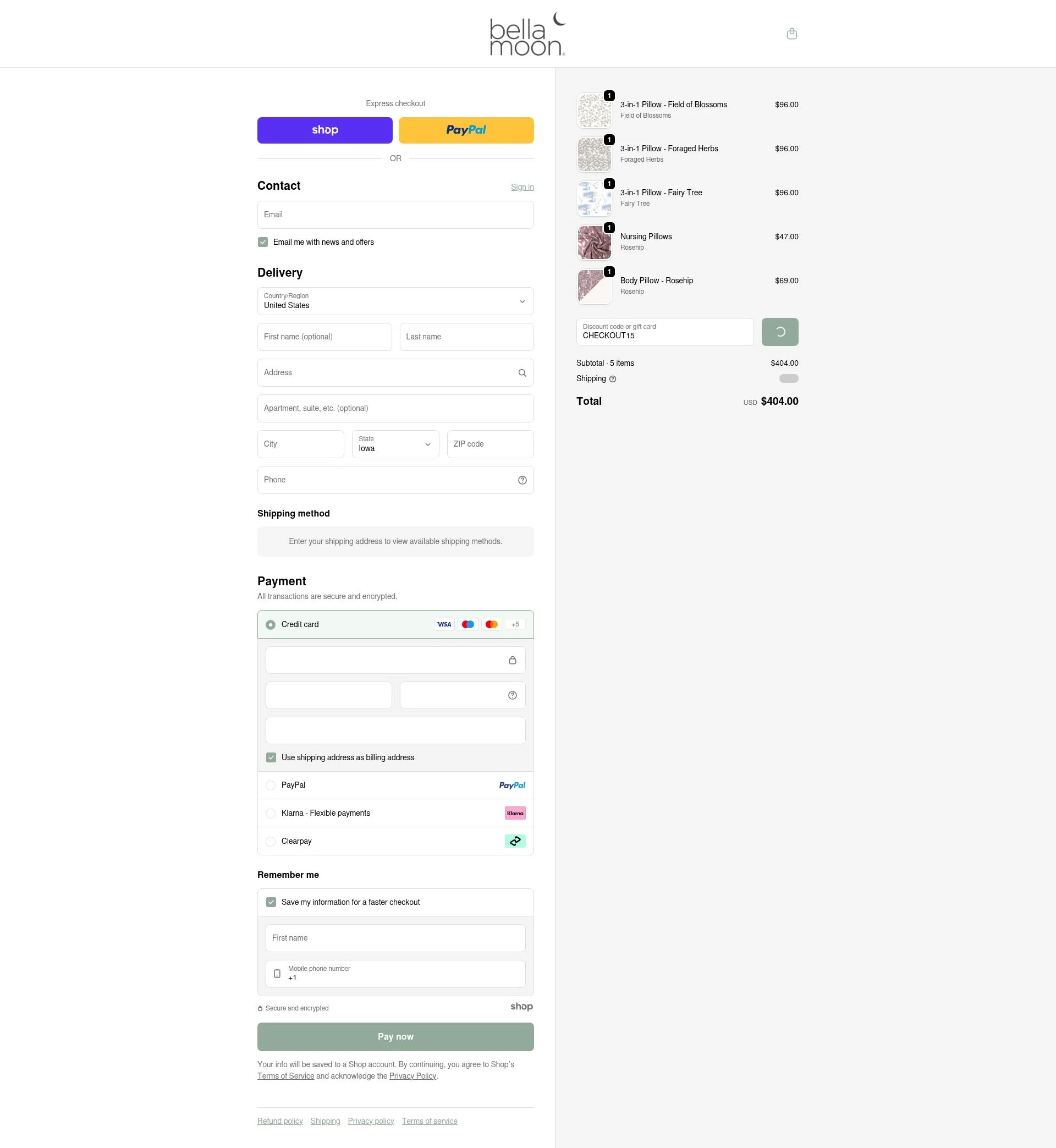 Bellamoon checkout page showing Bellamoon discount code box | Screenshot taken by SimplyCodes community member on Jan 8, 2026