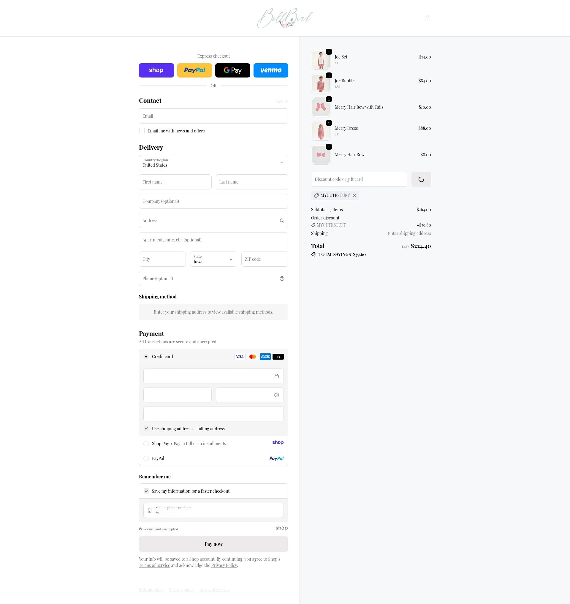 BellBird checkout page showing BellBird promo code box | Screenshot taken by SimplyCodes community member on Dec 28, 2025