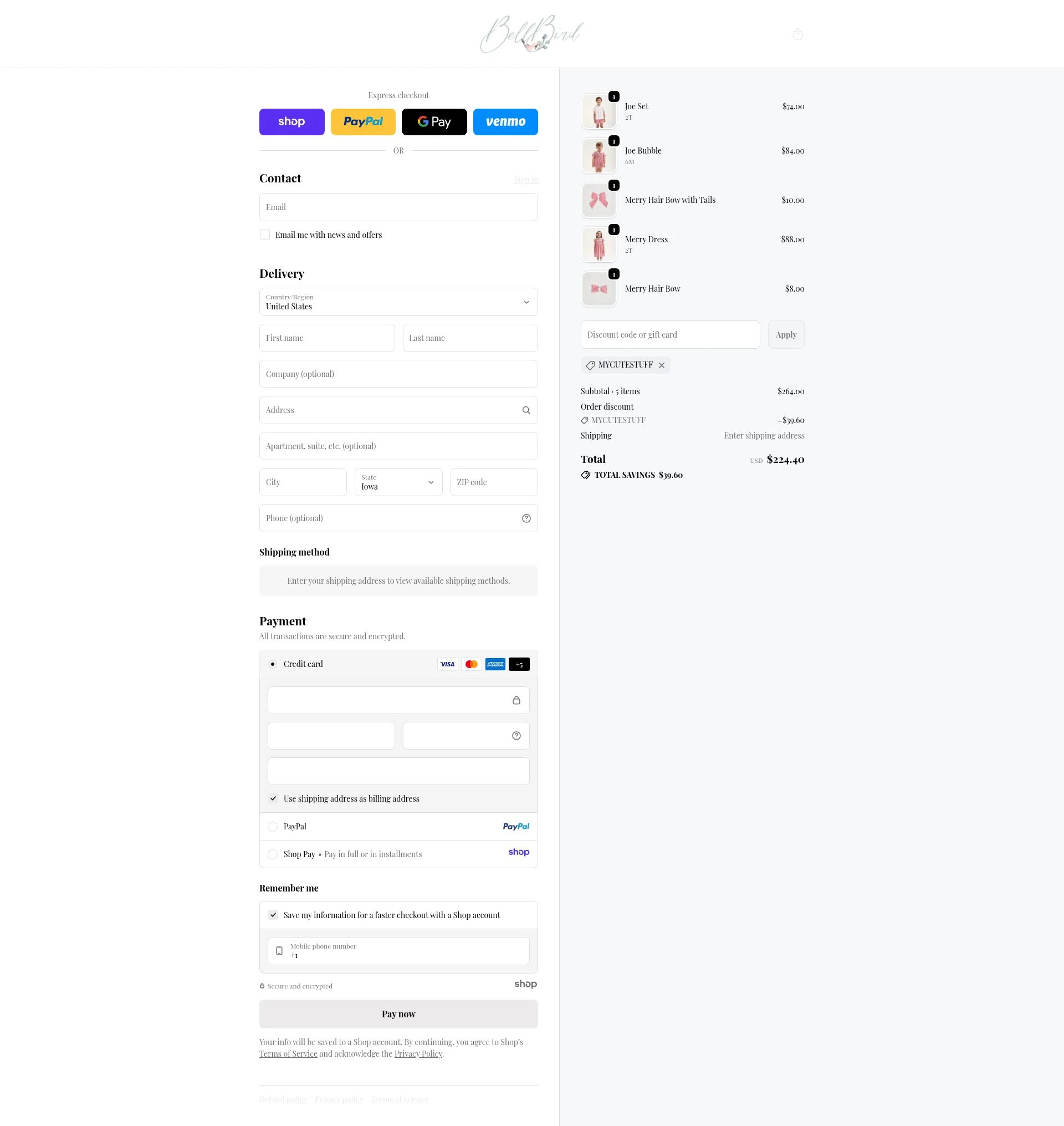 BellBird checkout page showing BellBird promo code box | Screenshot taken by SimplyCodes community member on Dec 11, 2025