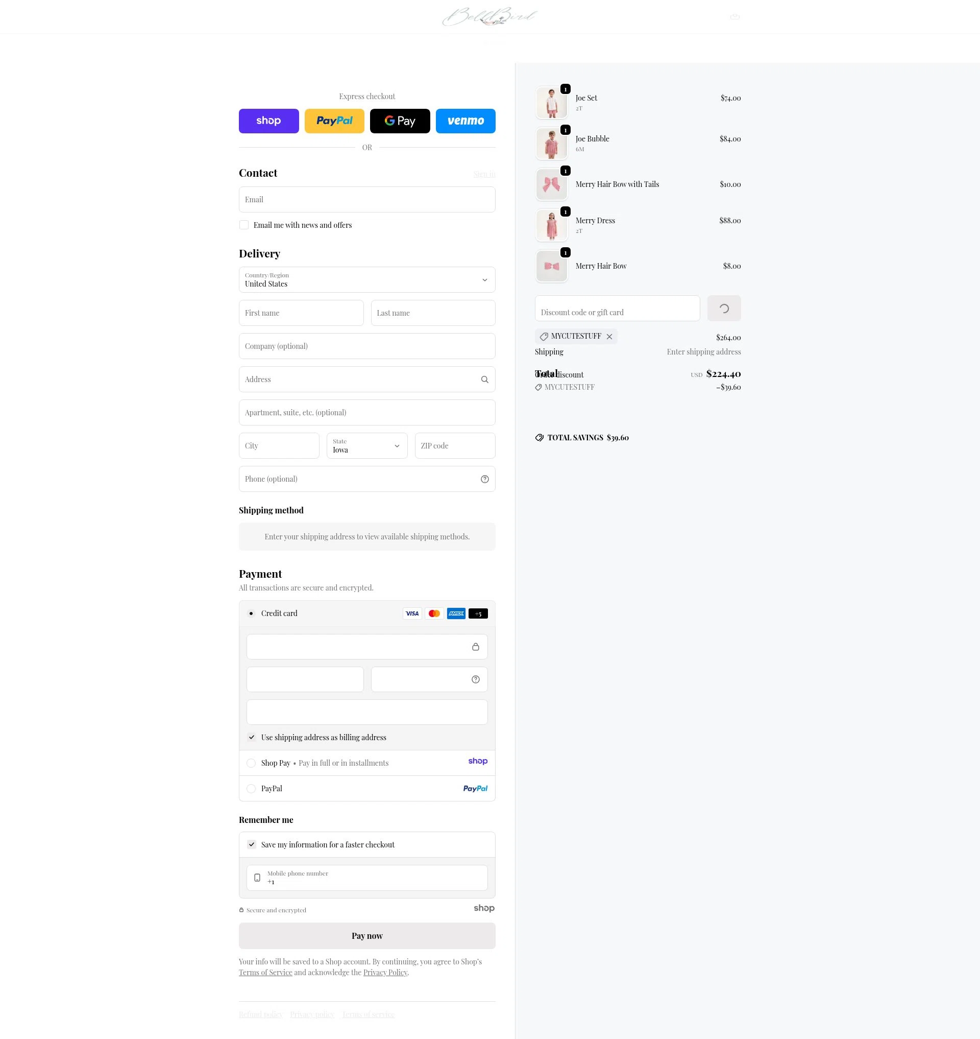 BellBird checkout page showing BellBird promo code box | Screenshot taken by SimplyCodes community member on Dec 24, 2025