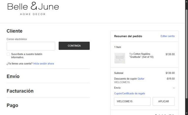 Belle & June checkout page showing Belle & June promo code box | Screenshot taken by SimplyCodes community member on Jul 31, 2025
