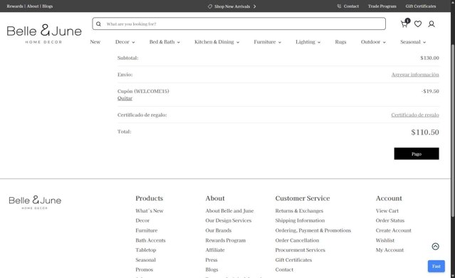 Belle & June checkout page showing Belle & June promo code box | Screenshot taken by SimplyCodes community member on Jun 4, 2025