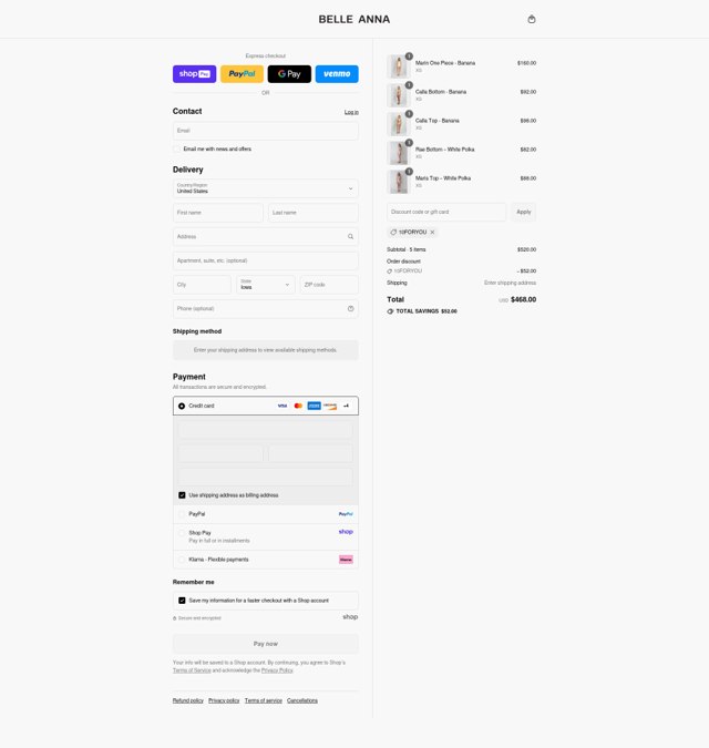 Belle The Label checkout page showing Belle The Label discount code box | Screenshot taken by SimplyCodes community member on Aug 17, 2025
