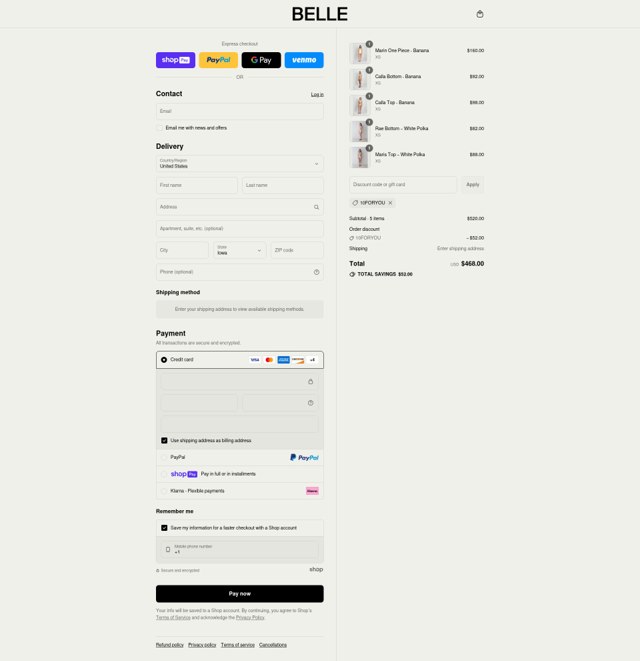 Belle The Label checkout page showing Belle The Label discount code box | Screenshot taken by SimplyCodes community member on Aug 9, 2025