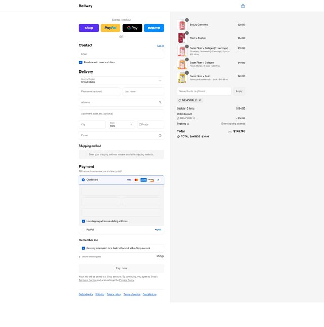 Bellway checkout page showing Bellway discount code box | Screenshot taken by SimplyCodes community member on Sep 6, 2025