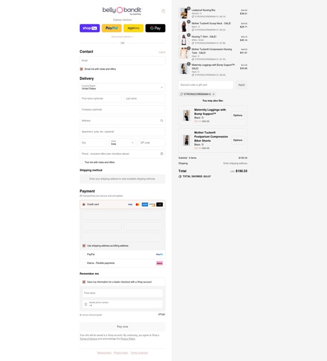 Belly Bandit checkout page showing Belly Bandit discount code box | Screenshot taken by SimplyCodes community member on Aug 27, 2025