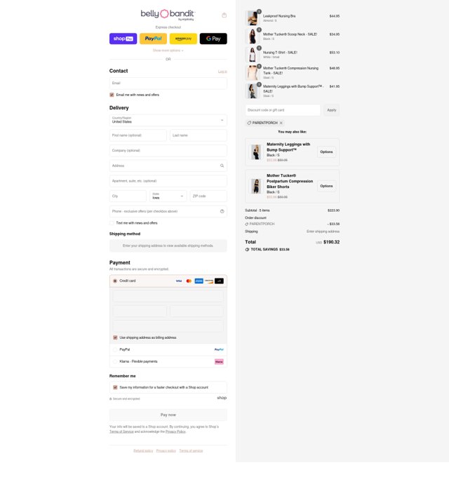 Belly Bandit checkout page showing Belly Bandit discount code box | Screenshot taken by SimplyCodes community member on Aug 27, 2025
