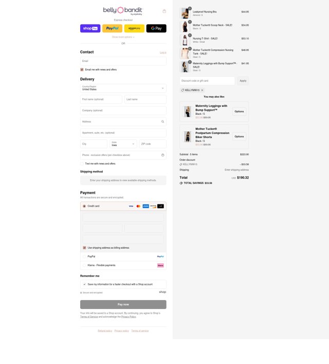 Belly Bandit checkout page showing Belly Bandit discount code box | Screenshot taken by SimplyCodes community member on Aug 27, 2025