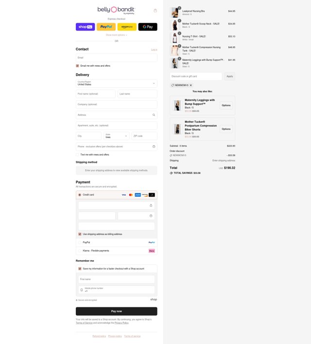 Belly Bandit checkout page showing Belly Bandit discount code box | Screenshot taken by SimplyCodes community member on Aug 27, 2025