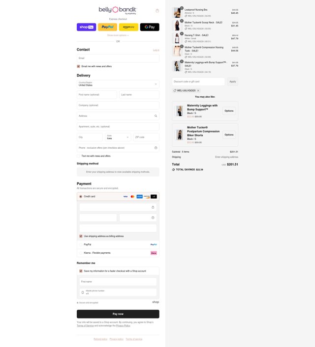 Belly Bandit checkout page showing Belly Bandit discount code box | Screenshot taken by SimplyCodes community member on Aug 27, 2025