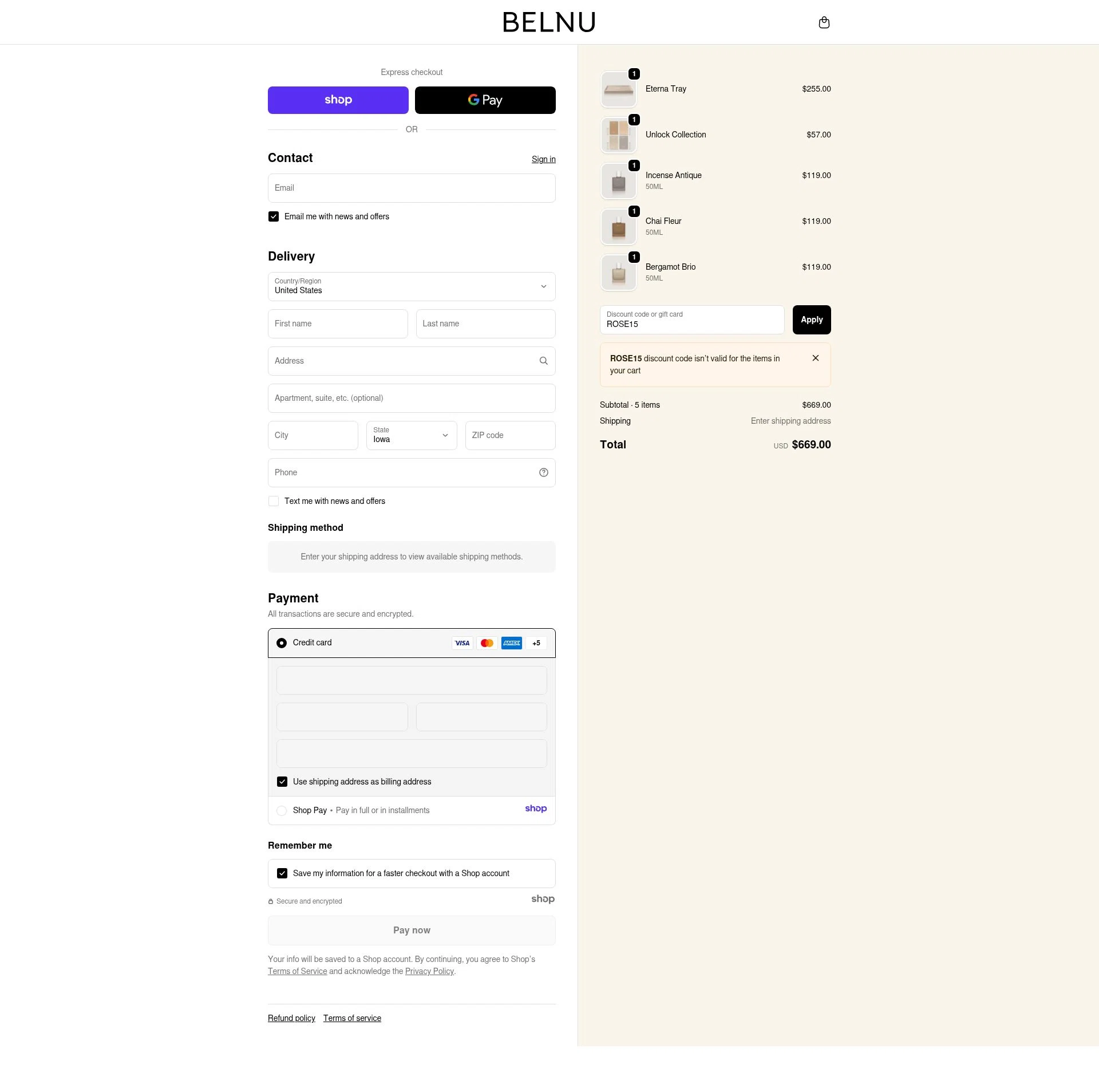 Belnu checkout page showing Belnu promo code box | Screenshot taken by SimplyCodes community member on Nov 24, 2025