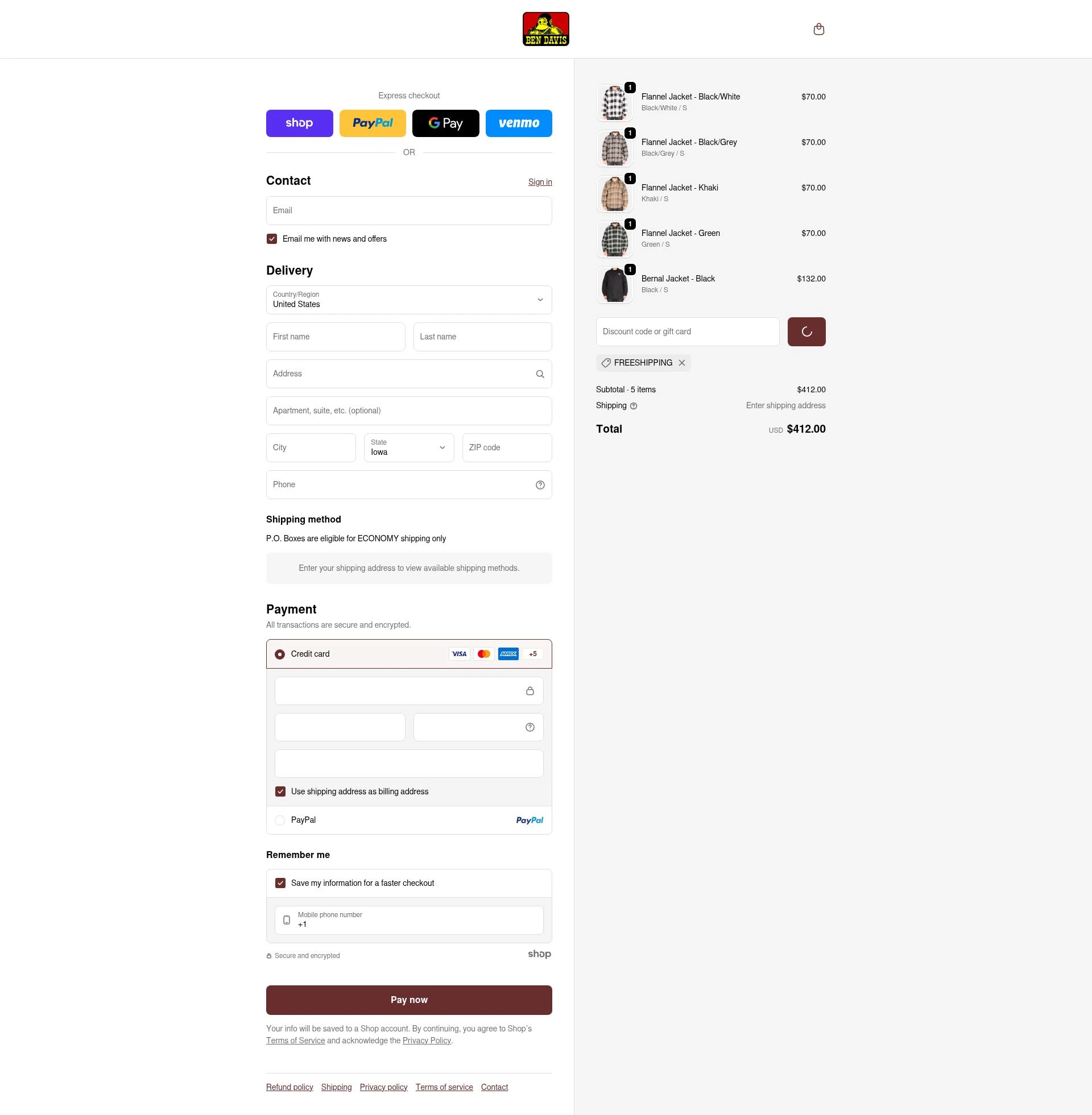 Ben Davis Clothing checkout page showing Ben Davis Clothing coupon code box | Screenshot taken by SimplyCodes community member on Jan 23, 2026