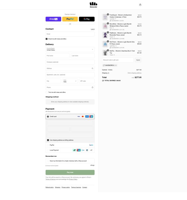 Beneunder checkout page showing Beneunder coupon code box | Screenshot taken by SimplyCodes community member on Aug 28, 2025