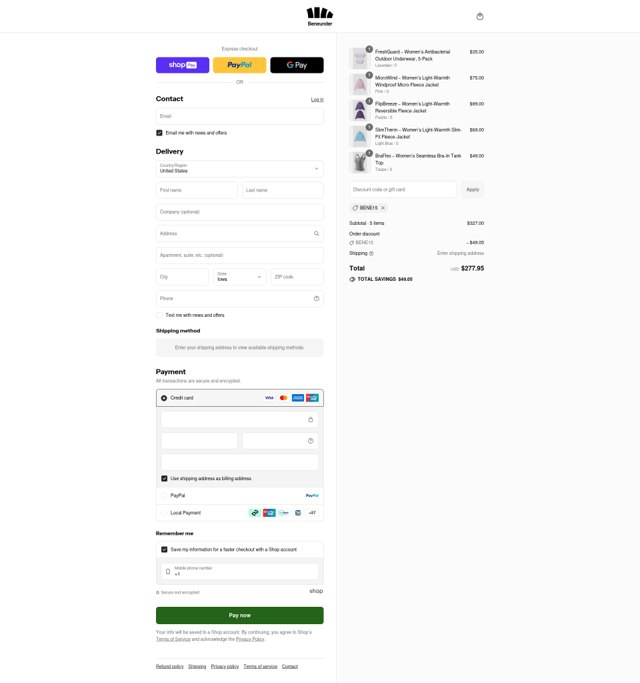 Beneunder checkout page showing Beneunder coupon code box | Screenshot taken by SimplyCodes community member on Aug 28, 2025