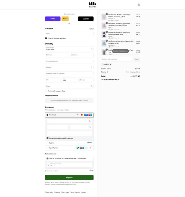 Beneunder checkout page showing Beneunder coupon code box | Screenshot taken by SimplyCodes community member on Sep 13, 2025