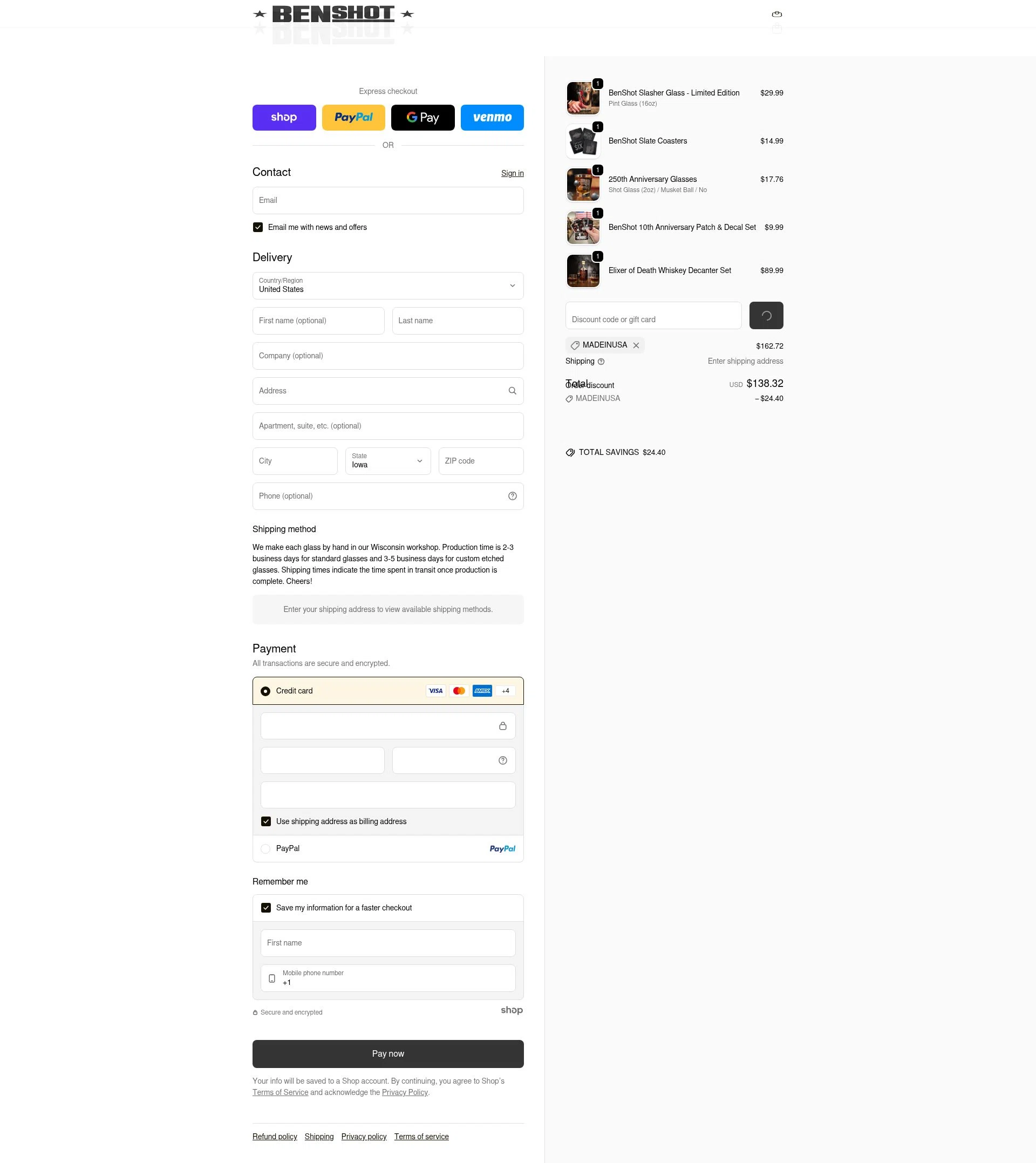BenShot checkout page showing BenShot discount code box | Screenshot taken by SimplyCodes community member on Jan 27, 2026