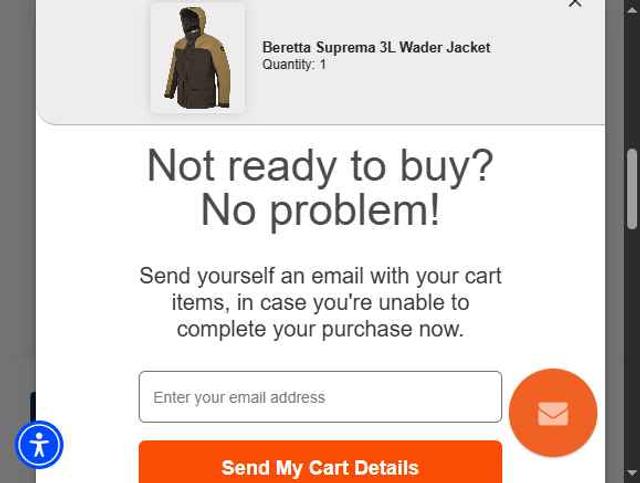 Beretta checkout page showing Beretta promo code box | Screenshot taken by SimplyCodes community member on Sep 15, 2025