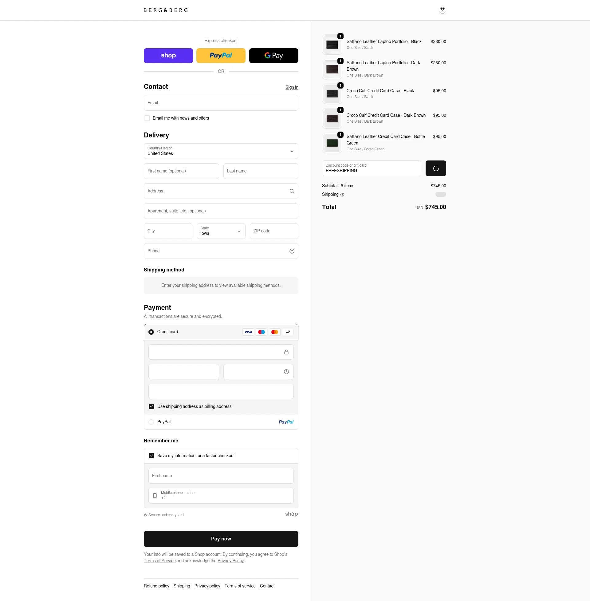 Berg & Berg checkout page showing Berg & Berg discount code box | Screenshot taken by SimplyCodes community member on Jan 27, 2026