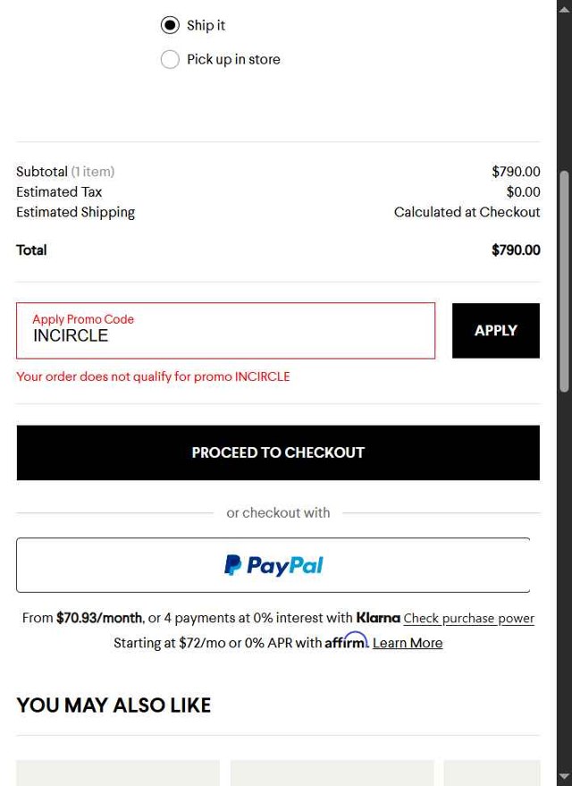Bergdorf Goodman checkout page showing Bergdorf Goodman promo code box | Screenshot taken by SimplyCodes community member on Aug 16, 2025