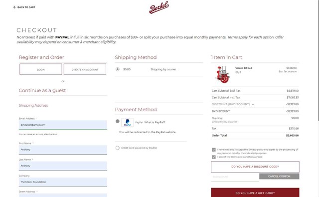 Berkel checkout page showing Berkel coupon code box | Screenshot taken by SimplyCodes community member on Aug 6, 2025