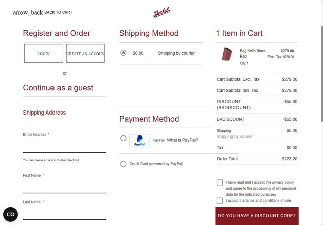 Berkel checkout page showing Berkel coupon code box | Screenshot taken by SimplyCodes community member on May 7, 2025