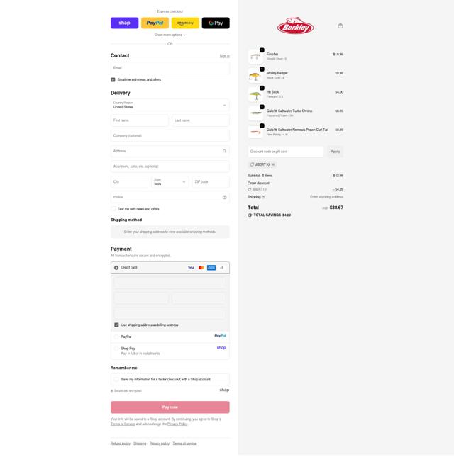 Berkley checkout page showing Berkley coupon code box | Screenshot taken by SimplyCodes community member on Sep 18, 2025