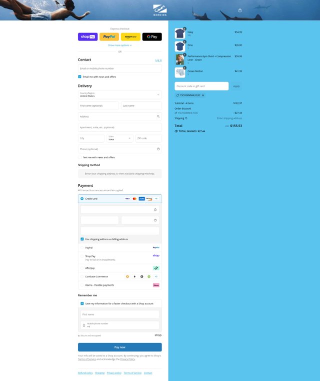 Bermies checkout page showing Bermies discount code box | Screenshot taken by SimplyCodes community member on Aug 28, 2025