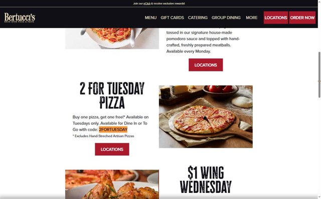 Bertucci's checkout page showing Bertucci's coupon code box | Screenshot taken by SimplyCodes community member on Sep 8, 2025