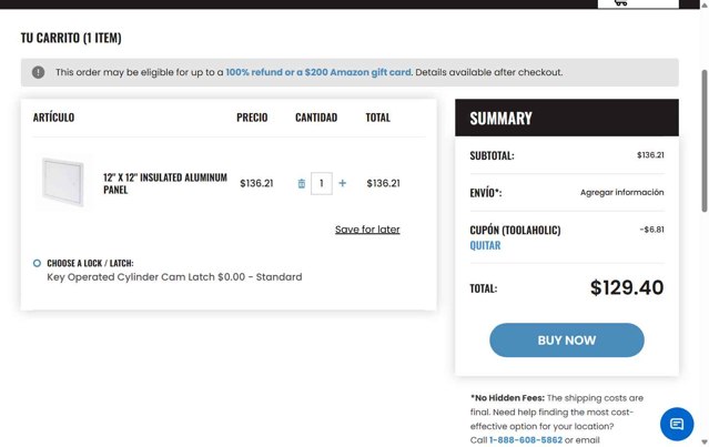Best Access Doors checkout page showing Best Access Doors coupon code box | Screenshot taken by SimplyCodes community member on Aug 1, 2025