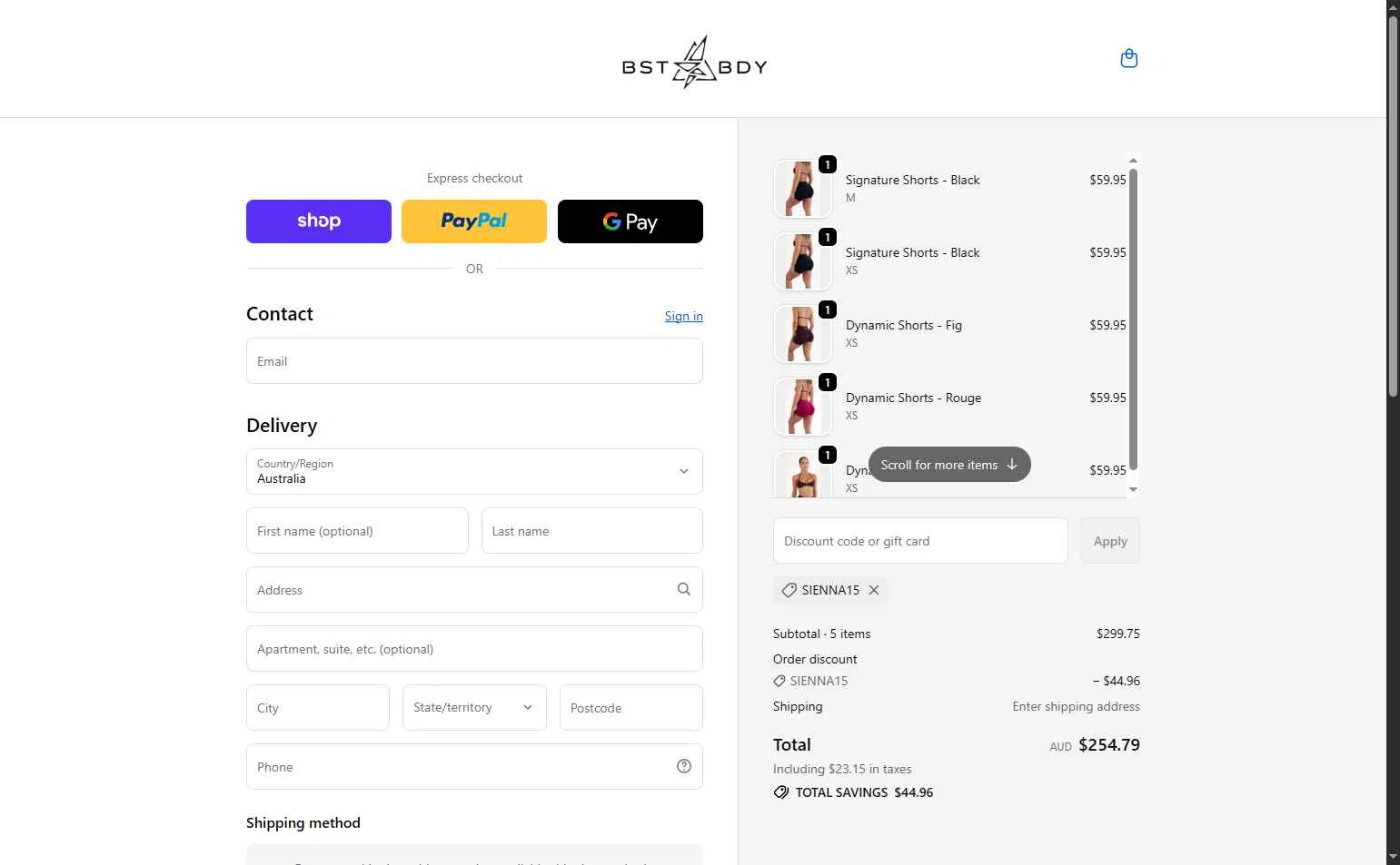 BEST BODY checkout page showing BEST BODY promo code box | Screenshot taken by SimplyCodes community member on Jan 29, 2026