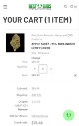 Best Buds Hemp Shop coupon verification screenshot
