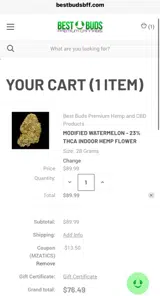 Best Buds Hemp Shop coupon verification screenshot