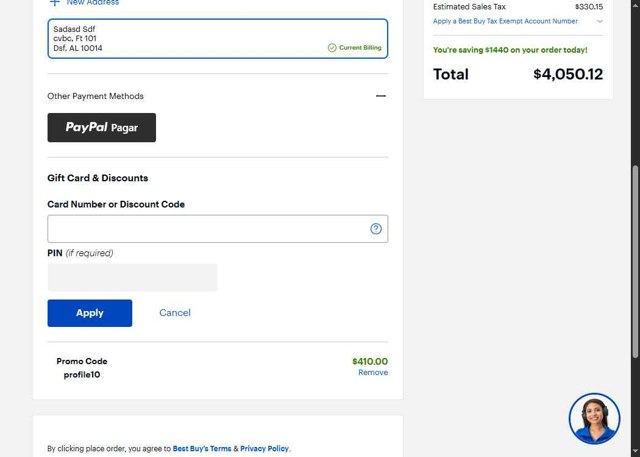 Best Buy checkout page showing Best Buy discount code box | Screenshot taken by SimplyCodes community member on Aug 11, 2025
