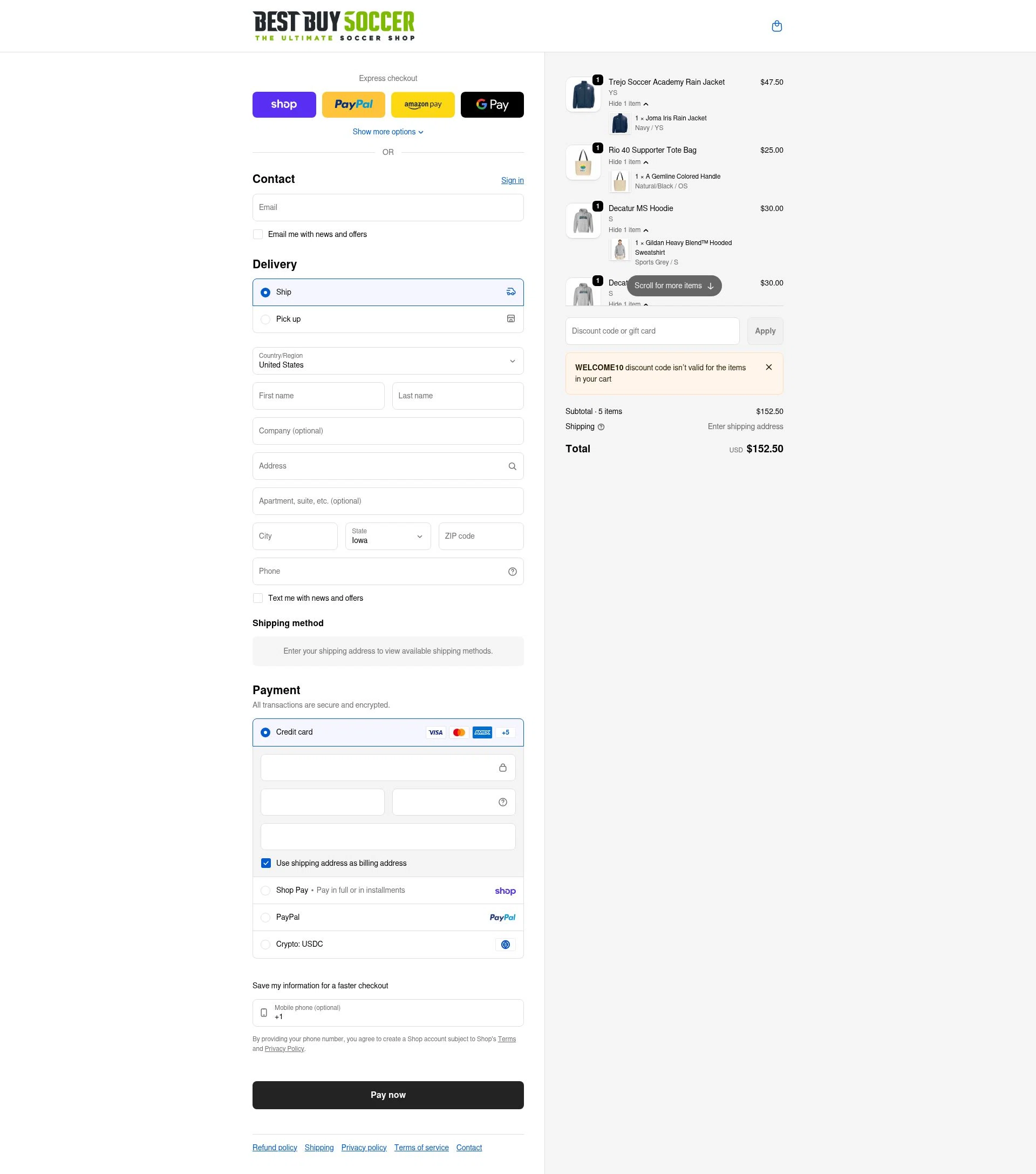 Best Buy Soccer checkout page showing Best Buy Soccer discount code box | Screenshot taken by SimplyCodes community member on Feb 4, 2026