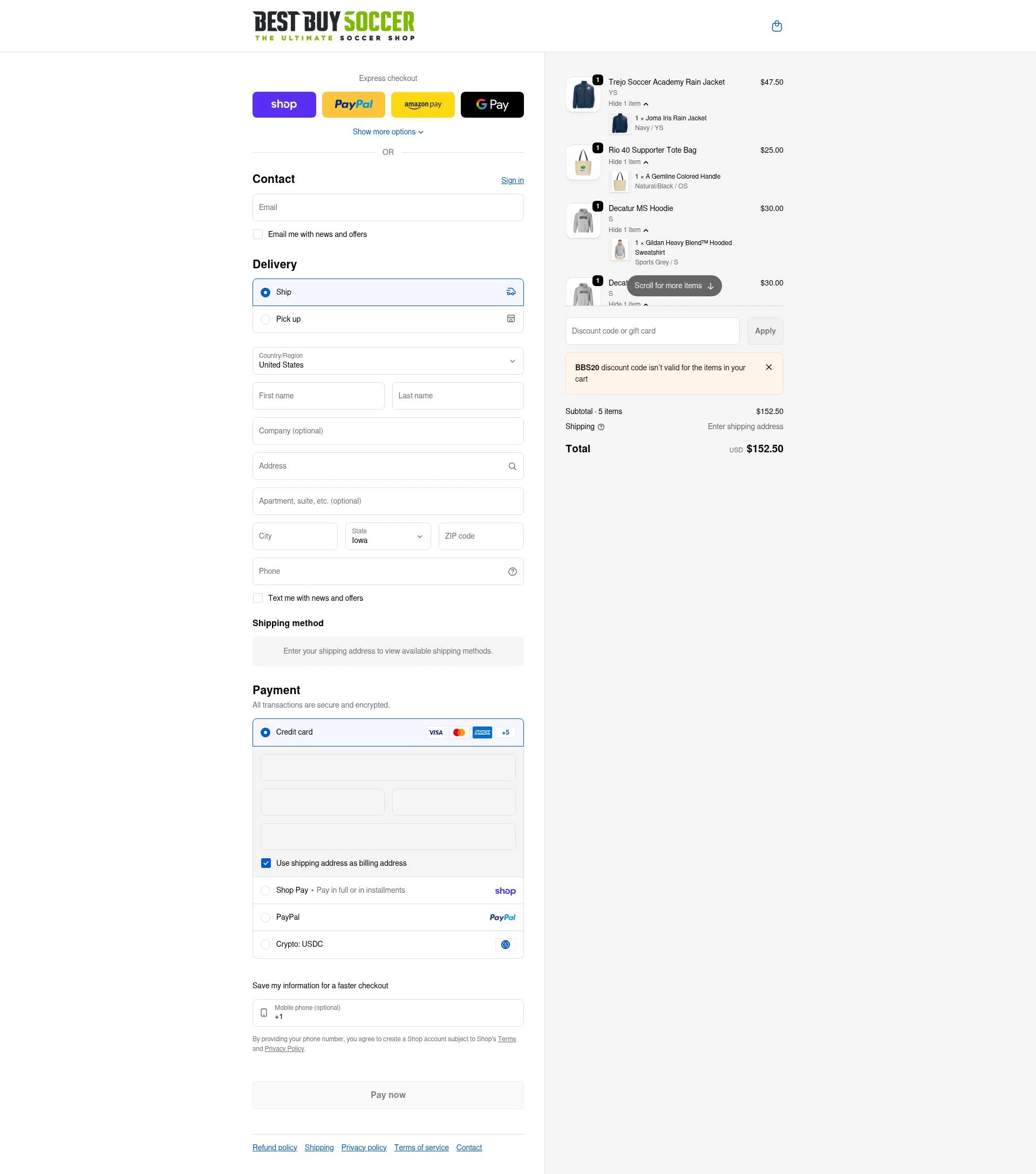 Best Buy Soccer checkout page showing Best Buy Soccer discount code box | Screenshot taken by SimplyCodes community member on Feb 4, 2026