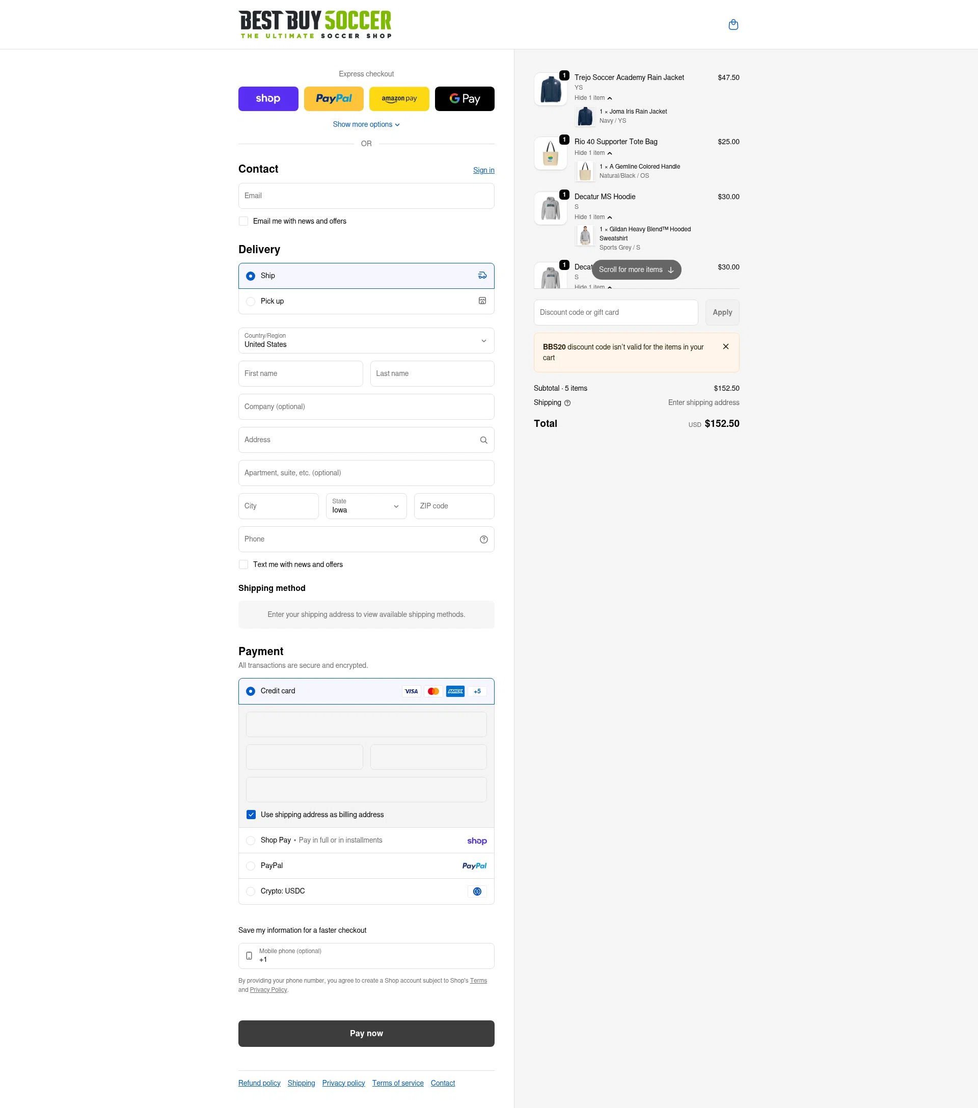 Best Buy Soccer checkout page showing Best Buy Soccer discount code box | Screenshot taken by SimplyCodes community member on Jan 31, 2026