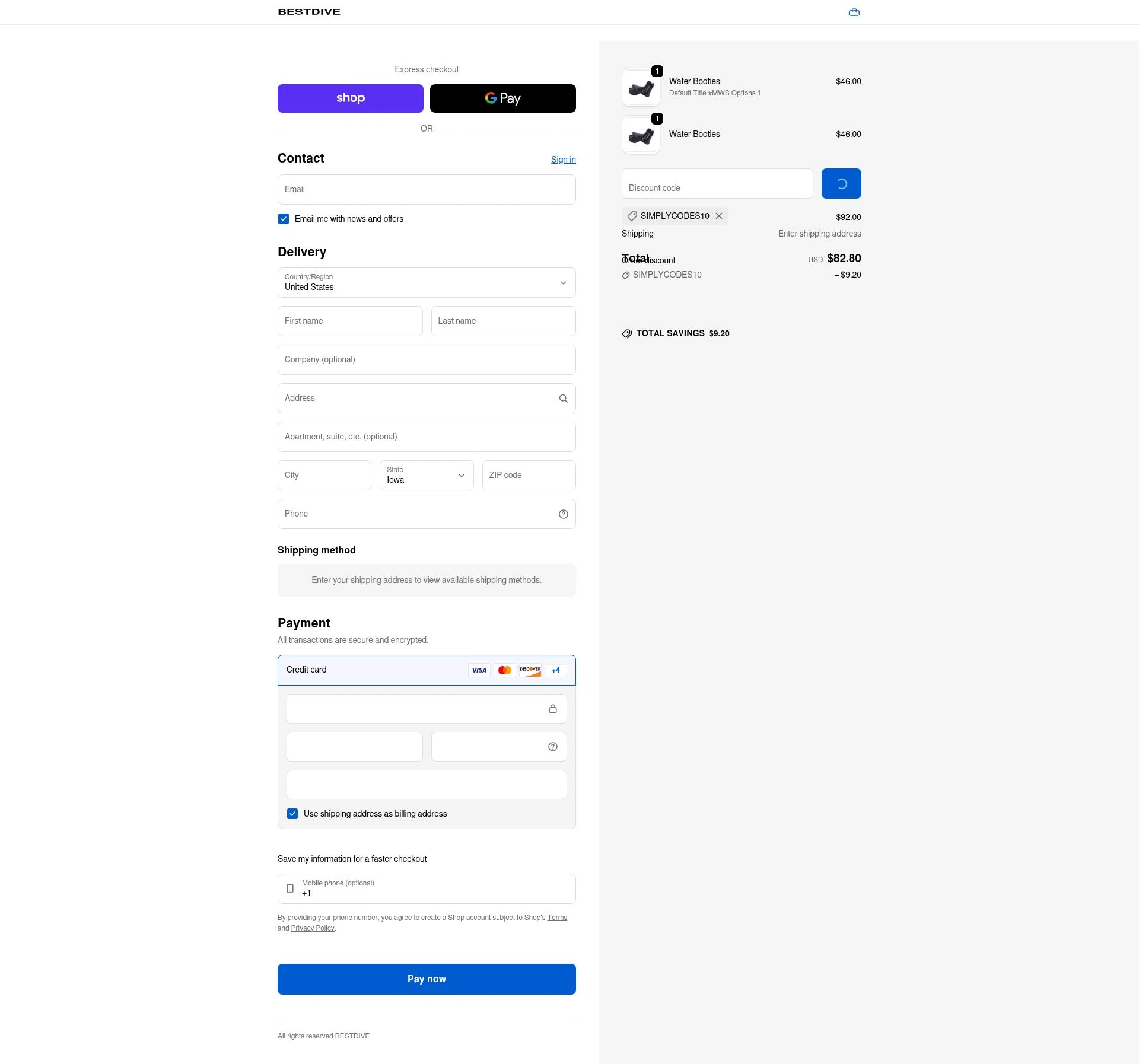 Bestdive checkout page showing Bestdive promo code box | Screenshot taken by SimplyCodes community member on Feb 11, 2026