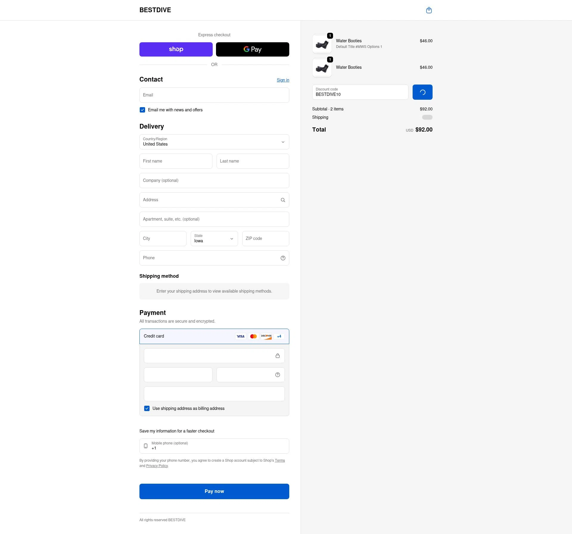 Bestdive checkout page showing Bestdive promo code box | Screenshot taken by SimplyCodes community member on Feb 11, 2026