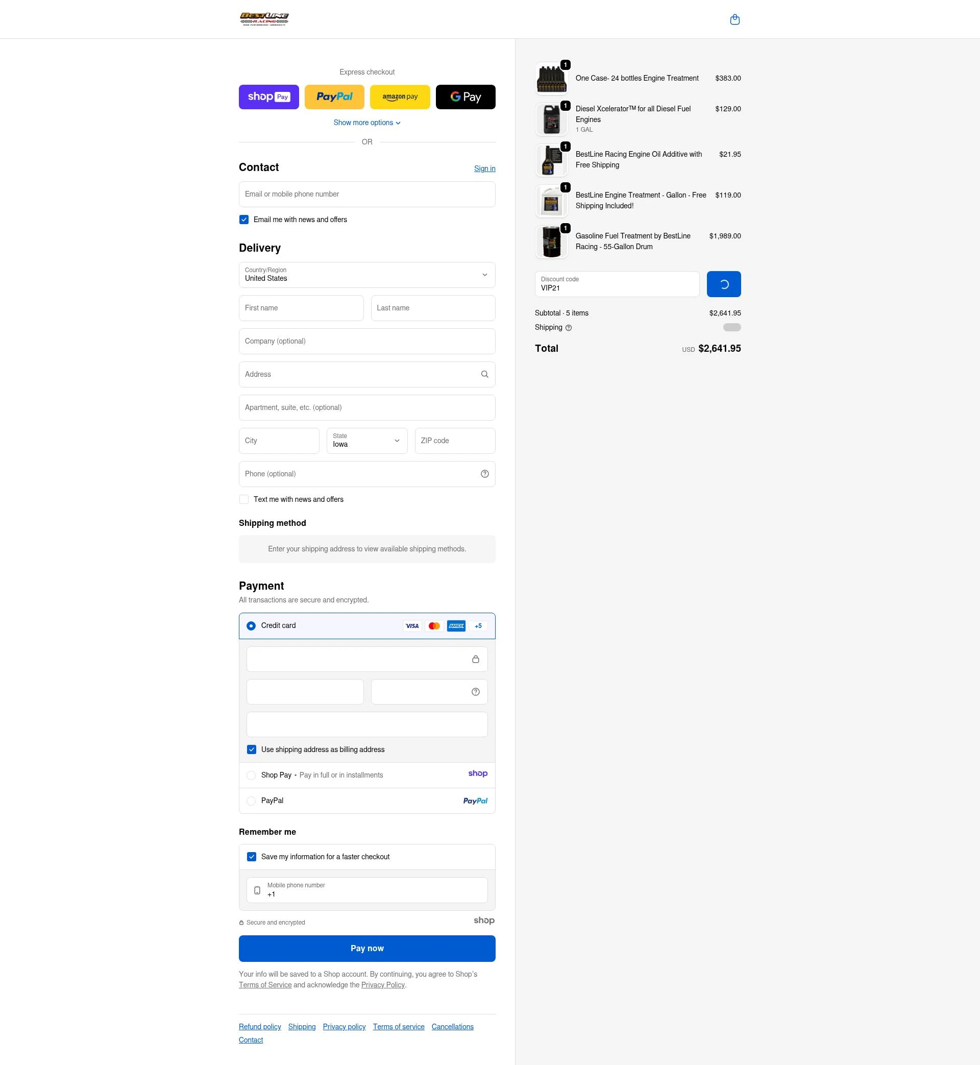 Bestline checkout page showing Bestline promo code box | Screenshot taken by SimplyCodes community member on Jan 7, 2026
