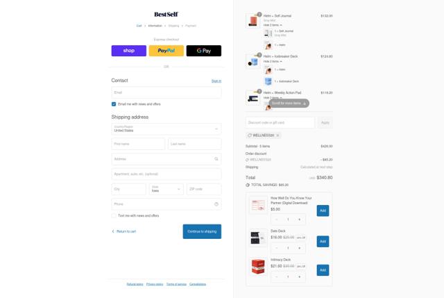 BestSelf Co. checkout page showing BestSelf Co. discount code box | Screenshot taken by SimplyCodes community member on Sep 17, 2025