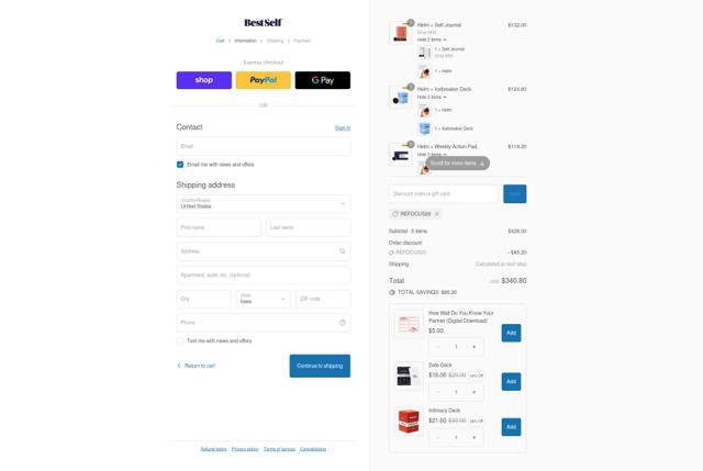 BestSelf Co. checkout page showing BestSelf Co. discount code box | Screenshot taken by SimplyCodes community member on Sep 17, 2025