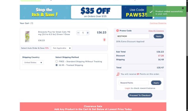 Best Vet Care checkout page showing Best Vet Care promo code box | Screenshot taken by SimplyCodes community member on Aug 14, 2025