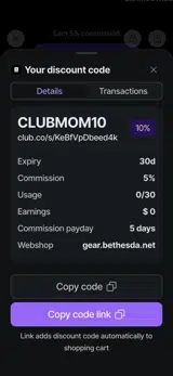 CLUBMOM10 coupon verification screenshot