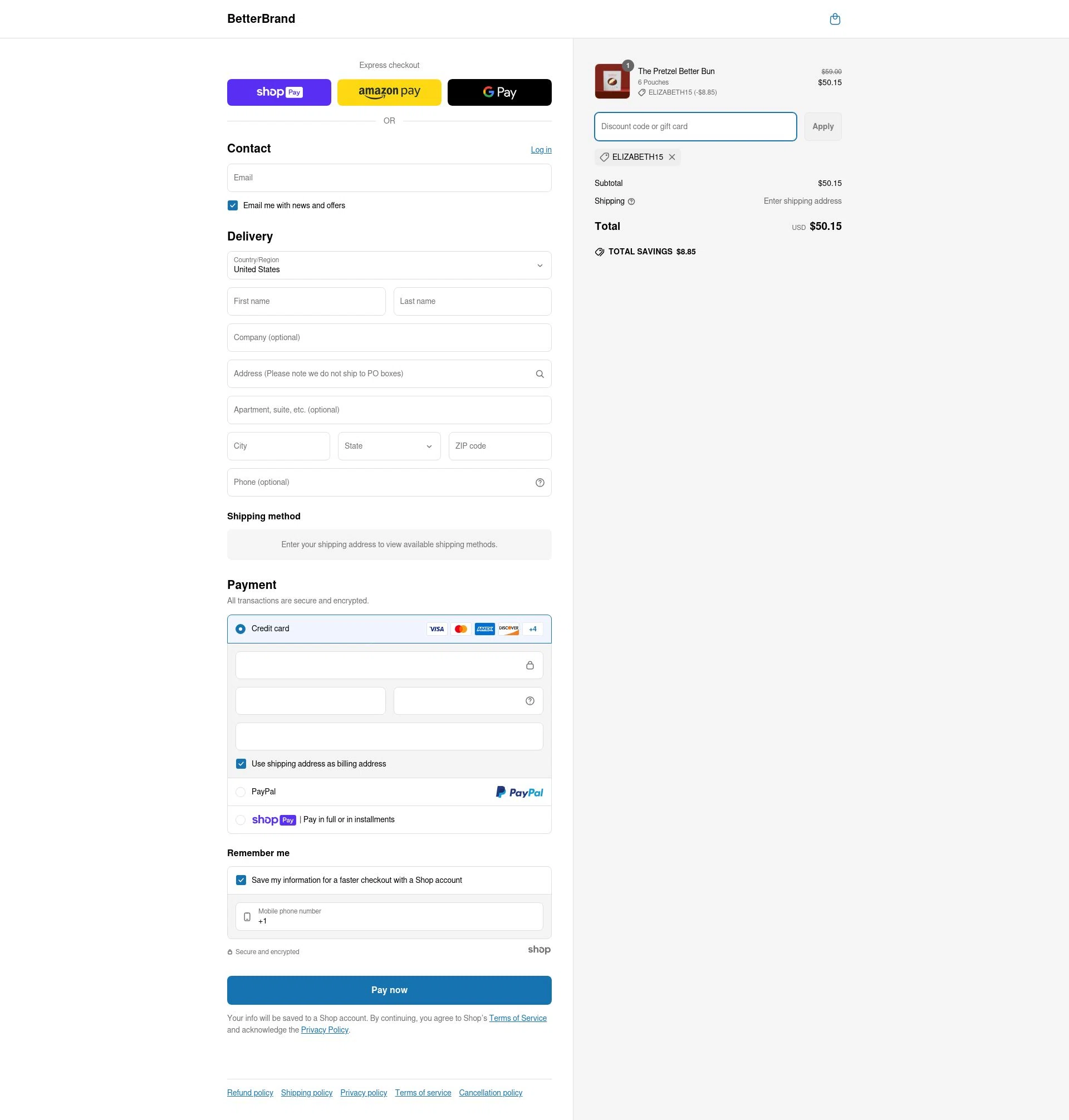 Better Brand checkout page showing Better Brand promo code box | Screenshot taken by SimplyCodes community member on Apr 9, 2025