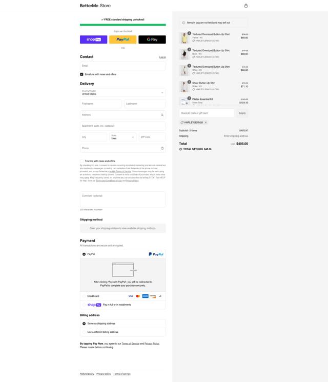 BetterMe checkout page showing BetterMe promo code box | Screenshot taken by SimplyCodes community member on Aug 11, 2025