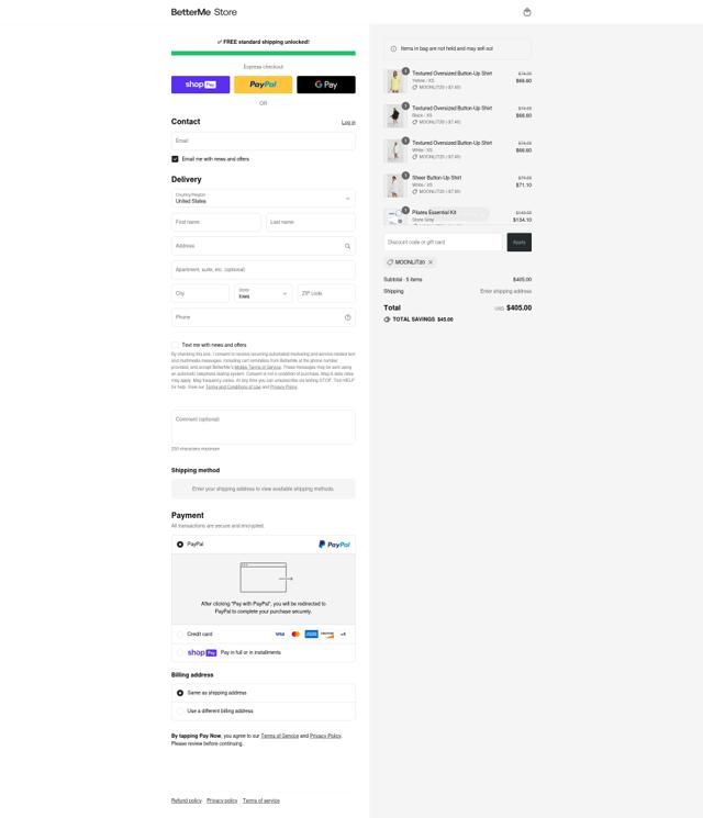 BetterMe checkout page showing BetterMe promo code box | Screenshot taken by SimplyCodes community member on Aug 11, 2025