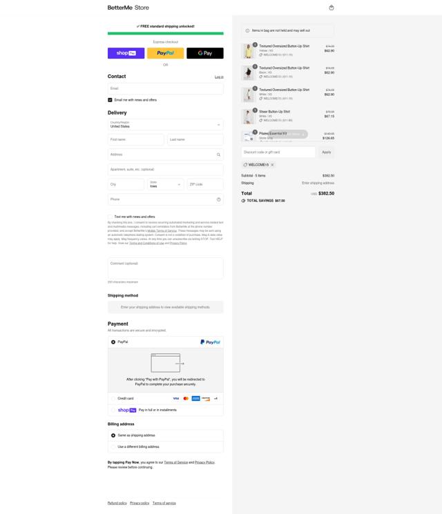 BetterMe checkout page showing BetterMe promo code box | Screenshot taken by SimplyCodes community member on Aug 11, 2025
