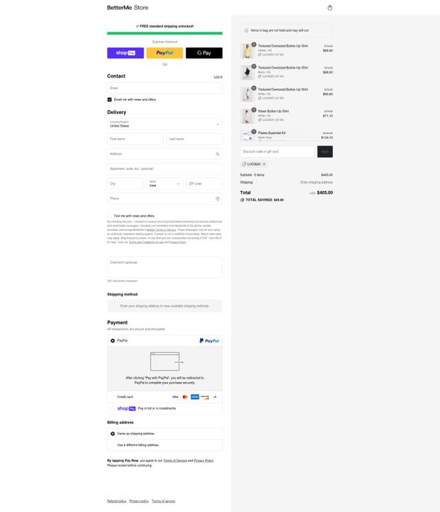 BetterMe checkout page showing BetterMe promo code box | Screenshot taken by SimplyCodes community member on Aug 11, 2025