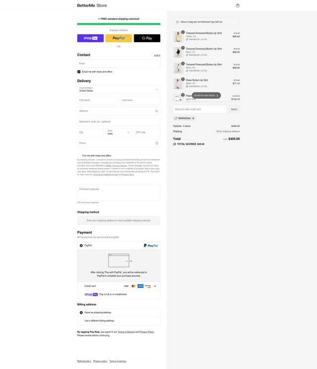 BetterMe checkout page showing BetterMe promo code box | Screenshot taken by SimplyCodes community member on Aug 11, 2025